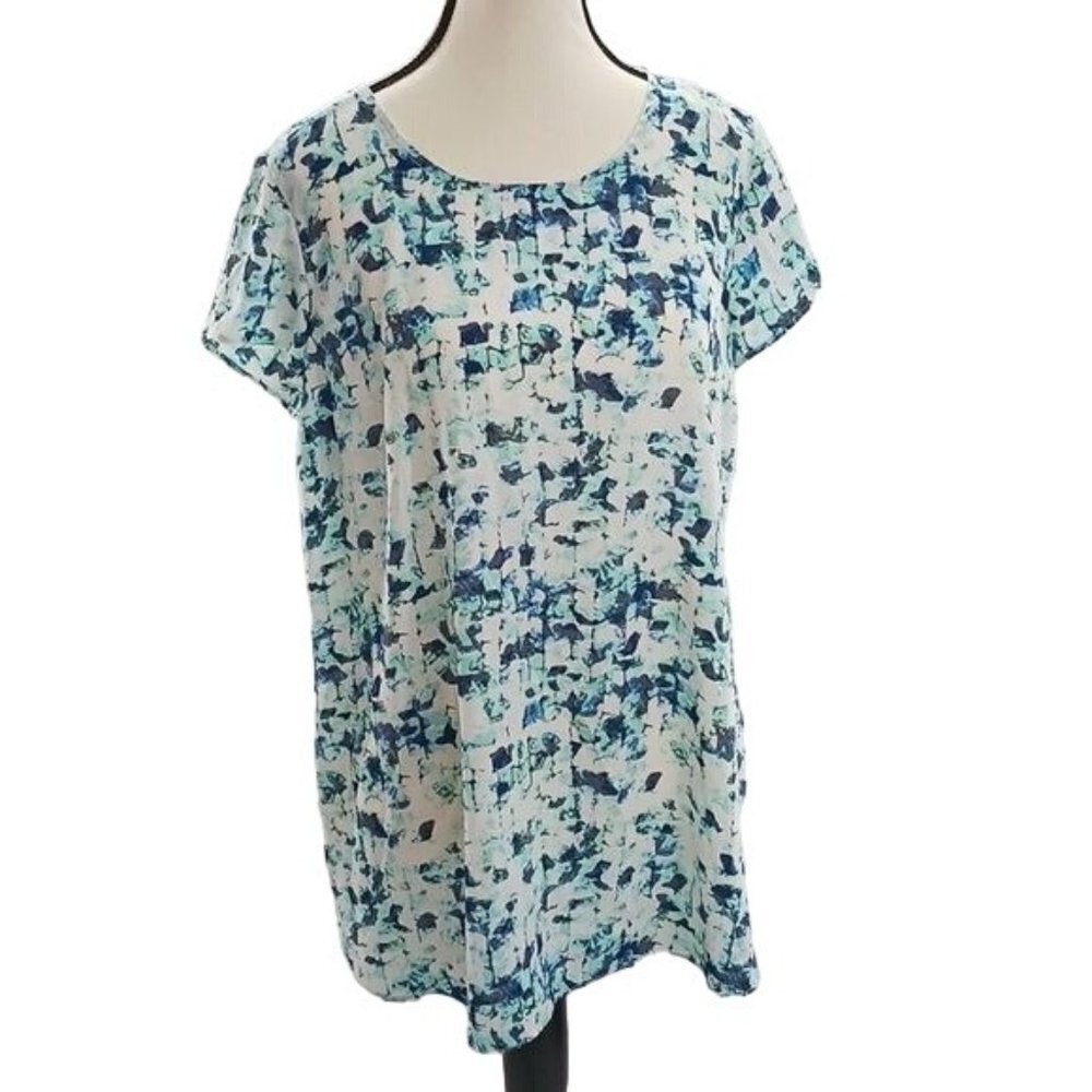 Liz Lange Maternity Womens Top Short Sleeve Tunic Stretch Casual Size S Blue